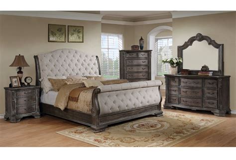Upholstered Gray King Sleigh Bedroom Set My Furniture Place