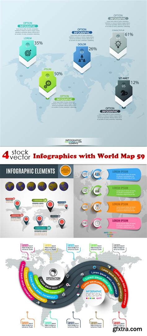 Vectors Infographics With World Map 59 Gfxtra