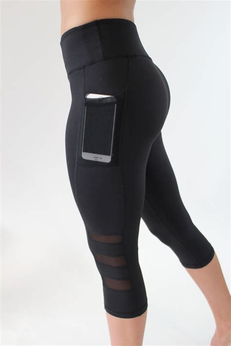 2021 Stretch Cropped Pants Leggings Running Fitness Side Mobile Phone