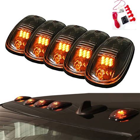 5x Smoked Cab Roof Marker Light Kit Amber For 2003 2016 Dodge Ram 2500