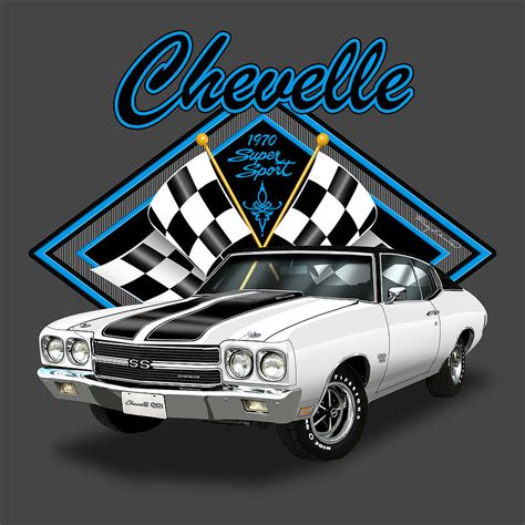 1970 Chevelle Ss White Muscle Car Art Drawing By Rudy Edwards Pixels
