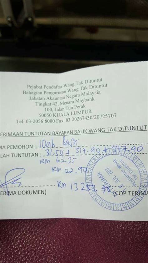 Kementerian kewangan atau pendaftar wang tak dituntut tidak pernah melantik terdapat tiga (3) kategori wang tak dituntut. 'Saya dapat RM14,000!' - The Reporter