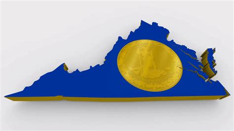 Virginia Va Commonwealth State Flag Seal Map Background 3 D Animation