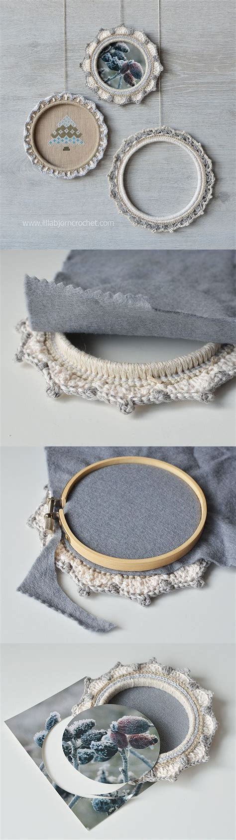 How To Very Easily Turn Embroidery Hoops With Crochet Border Into