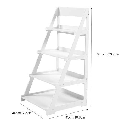 Zerone Four Tier Ladder Shelf White Ladder Shelving Unit 4 Tier