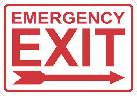 10in X 7in Right Arrow Emergency Exit Sticker Vinyl Business Sign Decal