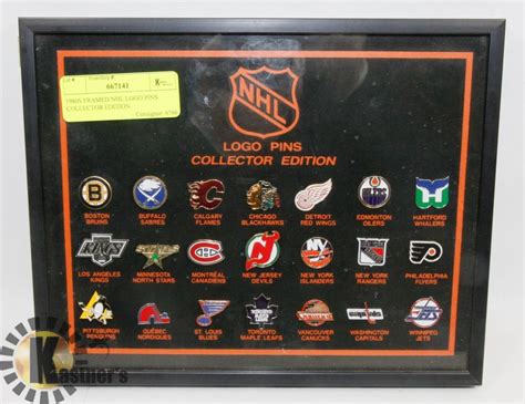 1980s Framed Nhl Logo Pins Collector Edition