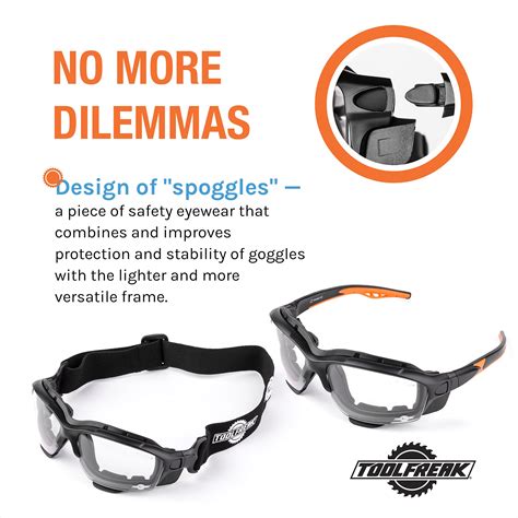 buy toolfreak spoggles safety glasses and protective goggles eyewear foam padded for comfort