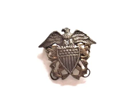 Vintage Sterling Wwii Us Military Navy Eagle Shield Wfouled Anchor Pin