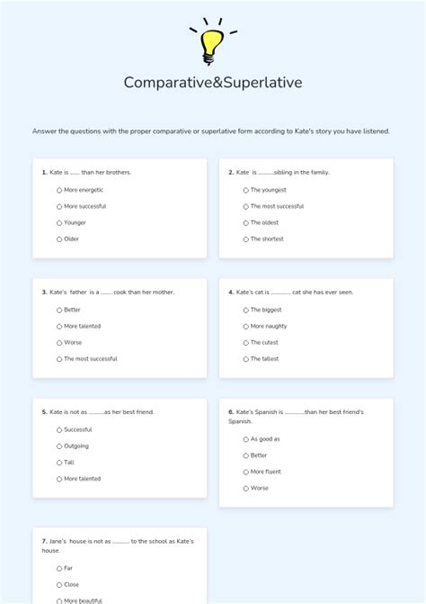 Comparative Superlative Interactive E Worksheet Quickworksheets