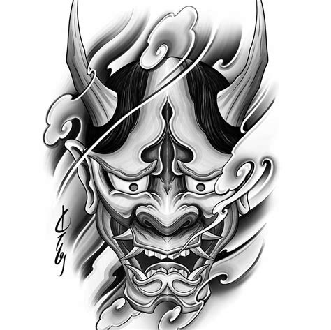 Hannya Mask Tattoo Drawing