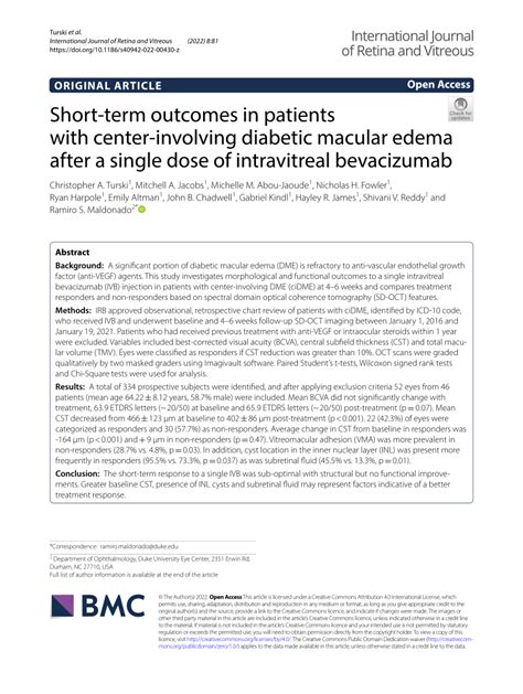 Pdf Short Term Outcomes In Patients With Center Involving Diabetic