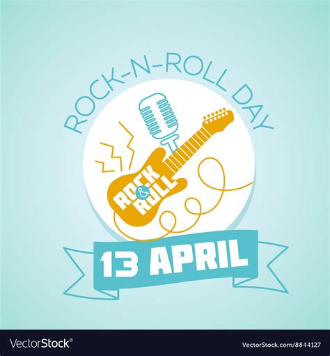 13 April World Rock N Roll Day Royalty Free Vector Image