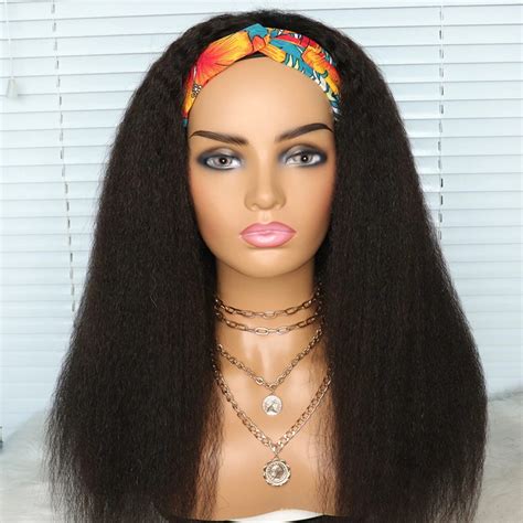 Kinky Straight Wig Headband Wigs Human Hair For Black Women 28 Etsy