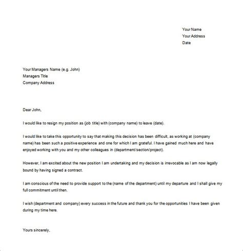 simple resignation letter template   word excel