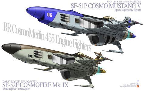 Two Space Fighters Style Inspired By Space Battleship Yamato Space Battleship Space Fighter