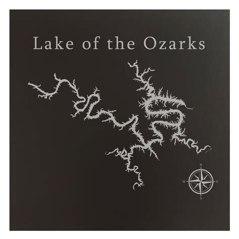 Lake Of The Ozarks Map 24x24 Black Metal Wall Art Office Decor T