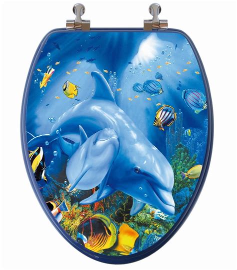 Topseat D Ocean Series Dolphin Mother And Calf Elongated Toilet Seat Wayfair Wood Toilet Seat