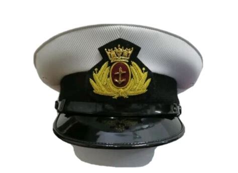 Merchant Navy Officer Peak Cap Hat Water Resistant Pvc Fabric Grained