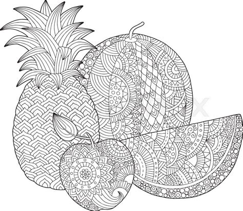 Vector Hand Drawn Pineapple Watermelon Apple