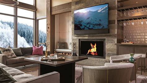 Hd Snow Fall Fireplace With Snow Mountain And Skiing Screensaver Fire