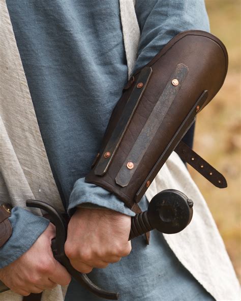 Medieval Leather Battle Bracers Forearm Armor Pair