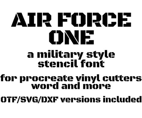 Air Force One Font Military Font Stencil Font Svg Font Dxf Etsy Australia
