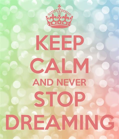 A Poster With The Words Keep Calm And Never Stop Dreaming