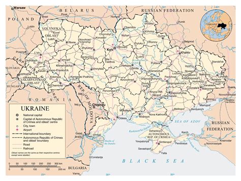 Large Political And Administrative Map Of Ukraine With Roads Railroads