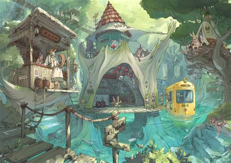 Wallpaper Landscape Illustration Anime Water Nature Fantasy City