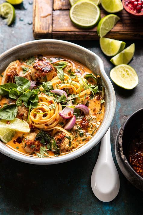 An easy set it and forget it snack for a party or game. Weeknight Thai Chicken Meatball Khao Soi. - Half Baked Harvest | Recipe in 2020 | Chicken ...