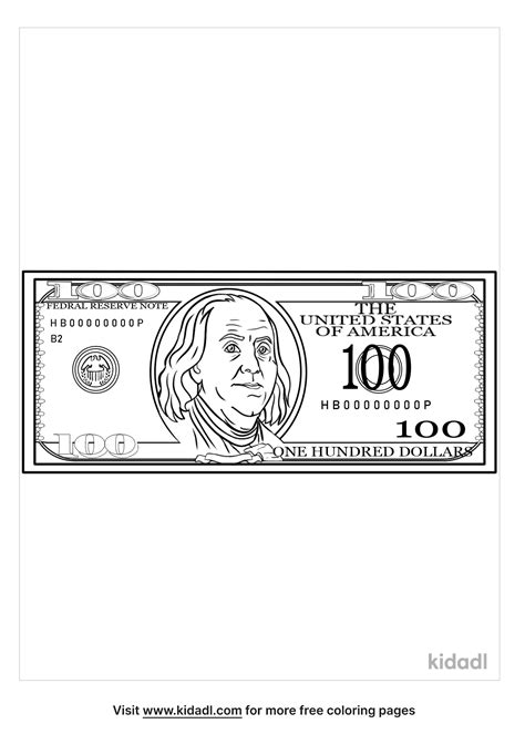 100 Dollar Bill Coloring Page Money Printables Images And Photos Finder