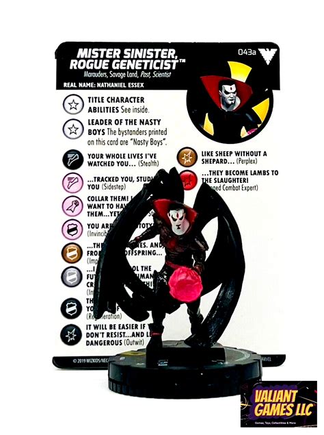 Marvel Heroclix Mister Sinister Rogue Geneticist 043a W Card Dark