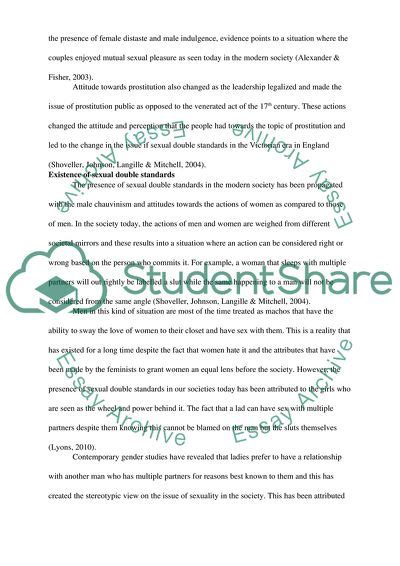 Double Standards In Sexuality Essay Example Topics And Well Written