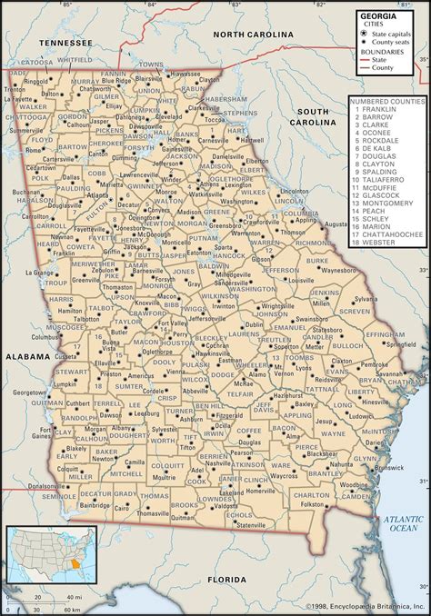 Map Of Georgia Counties And Cities