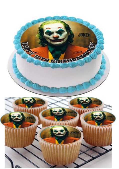 Joker Joaquin Phoenix Cake Topper And 8 Cupcake Toppers