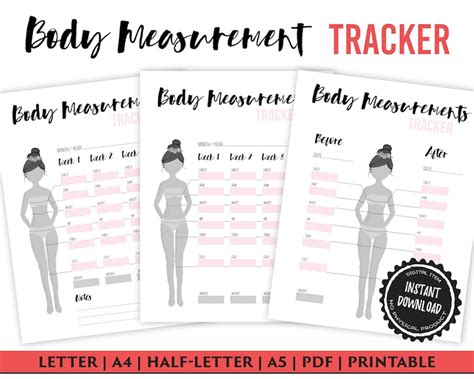 Body Measurement Tracker Weight Loss Tracker Printable Etsy