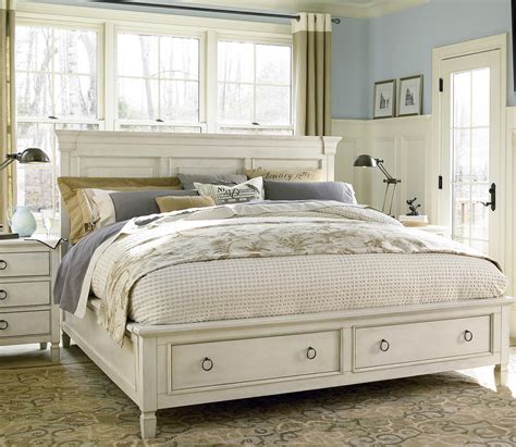 Country Chic Wood Queen Size White Storage Bed Zin Home