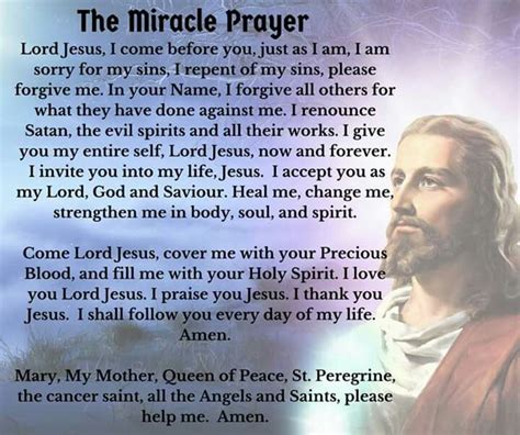 Miracle Prayer Inspirational Prayers Catholic Prayer For Healing