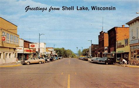 Shell Lake Wisconsin Street Scene Historic Bldgs Vintage Postcard