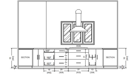 The kitchen in front elevation. Kitchen Cabinet Section Detail Drawing In AutoCAD File - Cadbull