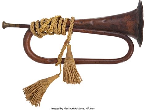Civil War Cavalry Bugle With Original Cord By Draper Bros Lot 52092