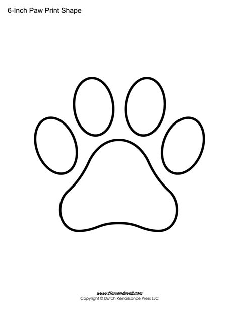 Paw Print Template Shapes Blank Printable Shapes