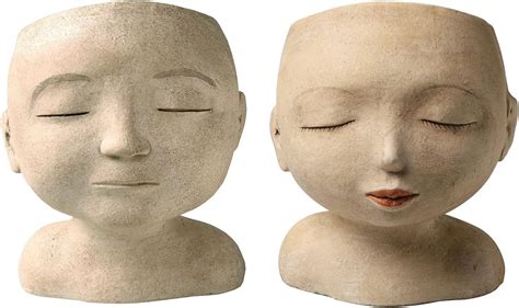 Buy Art Artifact Man And Woman Head Planters Set Of Handpainted