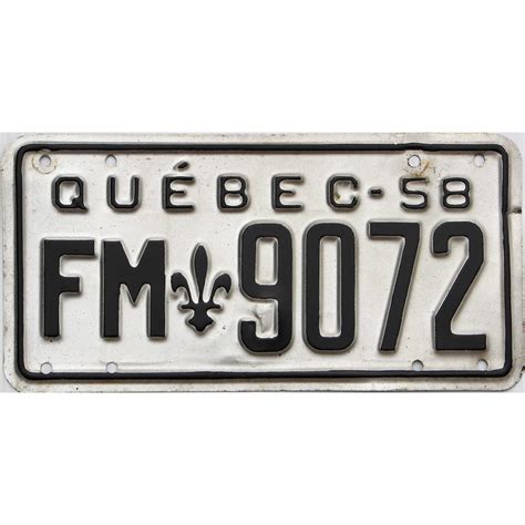 1958 Quebec Fm9072 Vintage Canadian License Plates