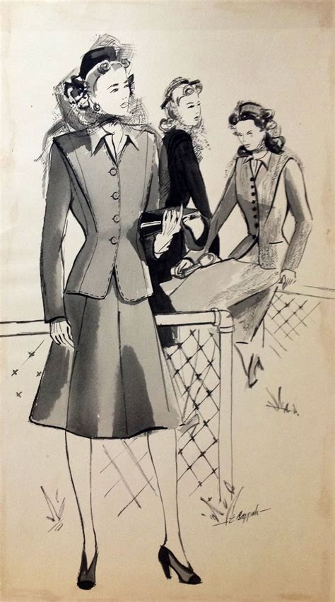 Vintage Fashion Illustration 1940 Illustration Fashion Design
