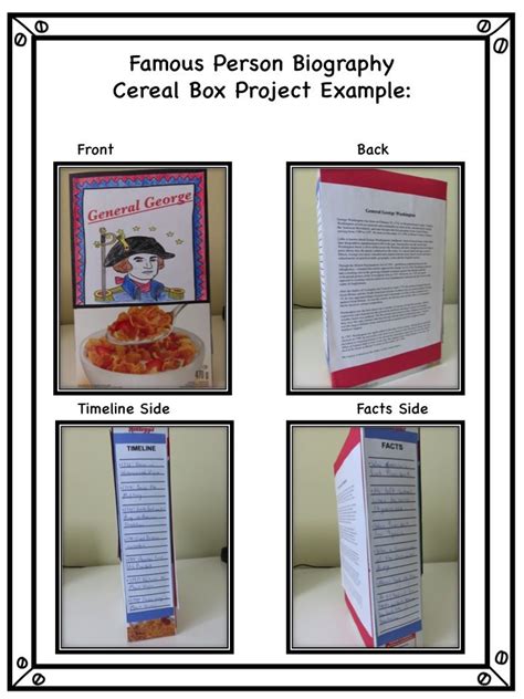 Famous Person Biography Cereal Box Book Report Biography Project