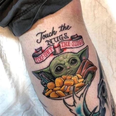 Tattoo Of Baby Yoda Protecting His Chicken Nuggets Rbabyyoda Baby