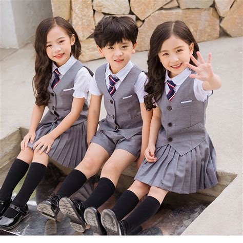 Newly Children School Uniform Top Pleated Skirt Vest Class