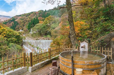 Premium Photo Japanese Hot Springs Onsen Natural Bath Surrounded By